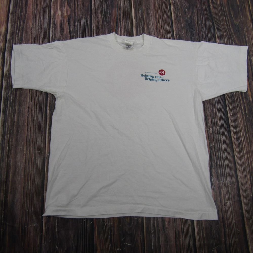 Vintage Fruit Of The Loom AAL Volunteer Shirt Mens‎ XL White Single Stitch Tee